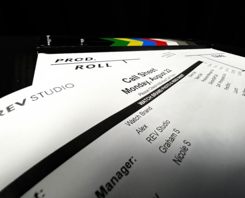 Call Sheet laid out on top of Production Slate